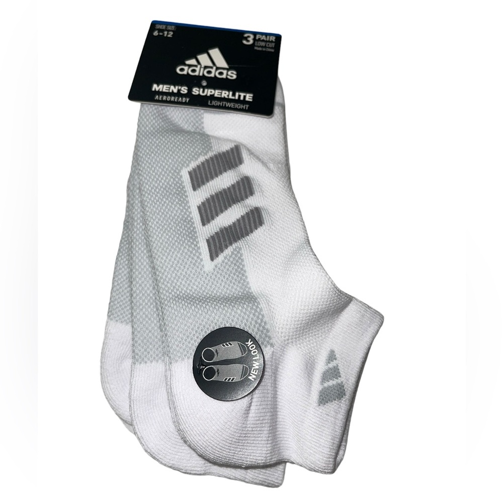 Adidas Men's Superlite Stripe 3 Pairs Large Core White/Light Onix/Grey